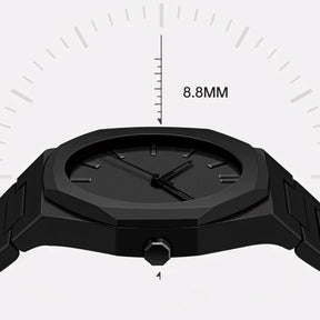 Montre minimaliste All Black pour homme - 40,5 mm - Polycarbonate | Résistante à l'eau